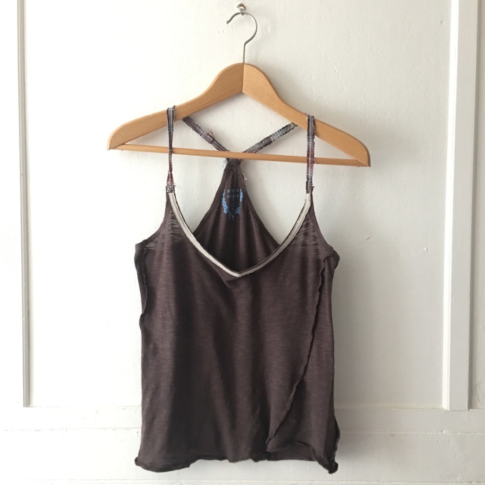 NWOT New Y2K Plaid-Strap Y-Back Soft Cotton Tank Top Derek Hart Small